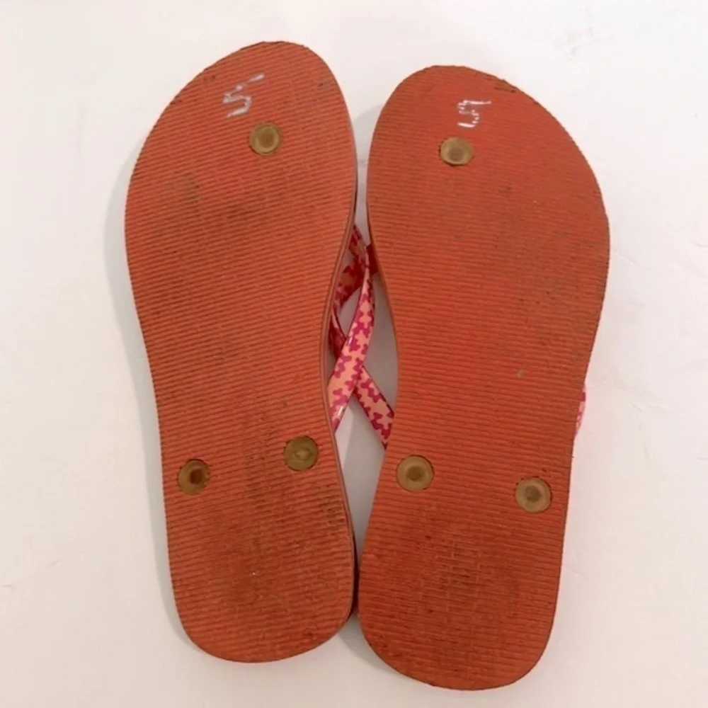 Vera Bradley Coral Go Fish Flip Flops size 7-8 EUC